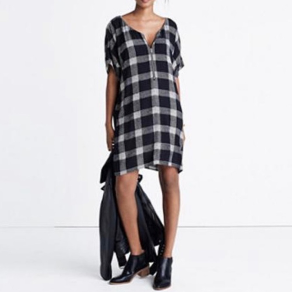 Madewell• Zip-Front Dress in Buffalo Sketch